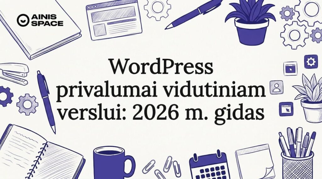 Ranka pieštų kampų iliustracijomis papuoštas antraštės lapas