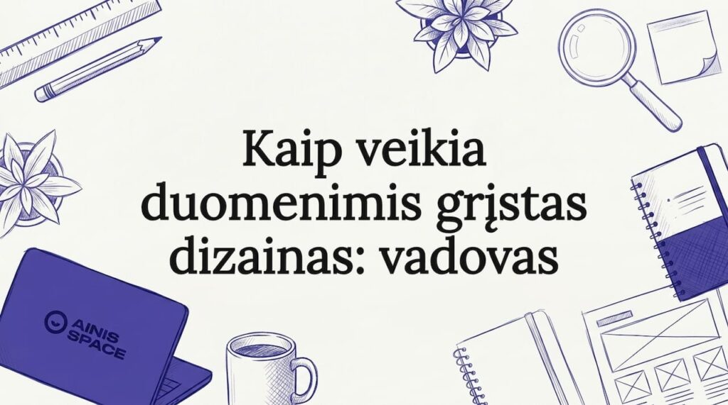 Dekoratyvinis eskizo stiliaus viršelis su UX dizaino įrankiais