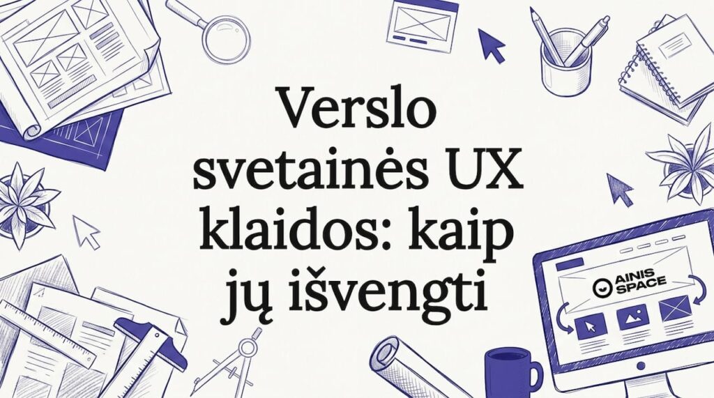 Iliustracija, skirta verslo svetainės UX pristatymo kortelei – dekoratyvus vizualas, pabrėžiantis patrauklų ir šiuolaikišką dizainą.
